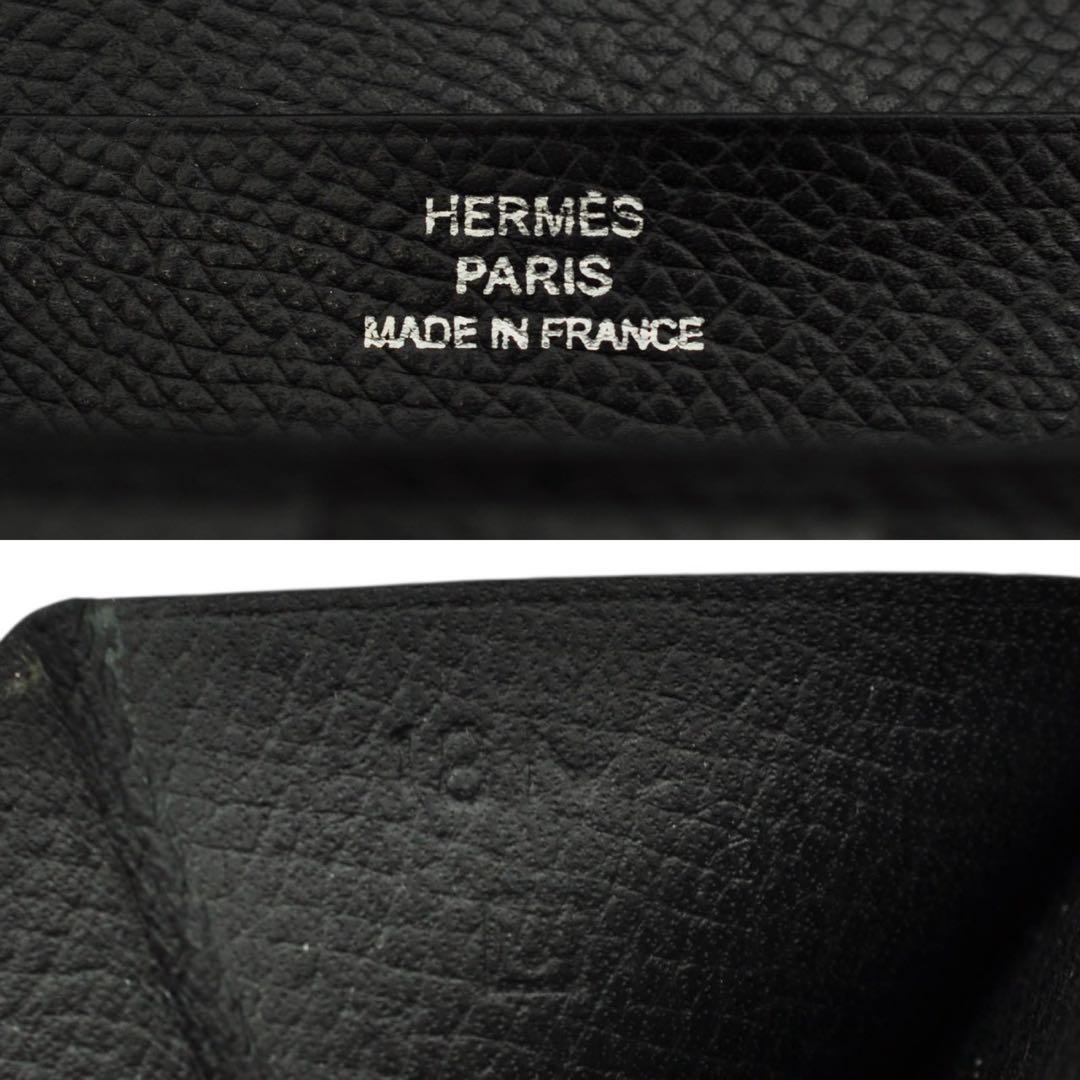 HERMES ベアン エプソン ブラック 長財布 □J刻印