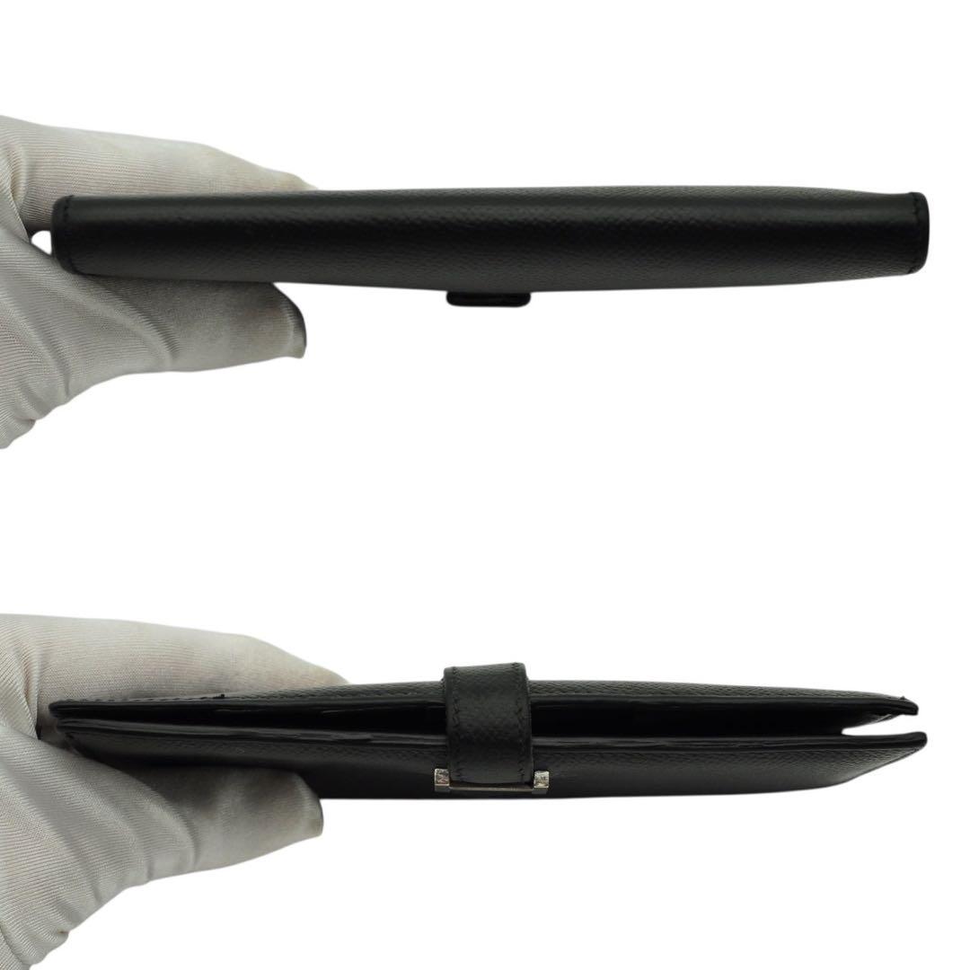 HERMES ベアン エプソン ブラック 長財布 □J刻印