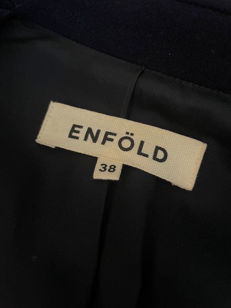 ENFOLD エンフォルド コクーン カシミア混 ネイビー タグ保管