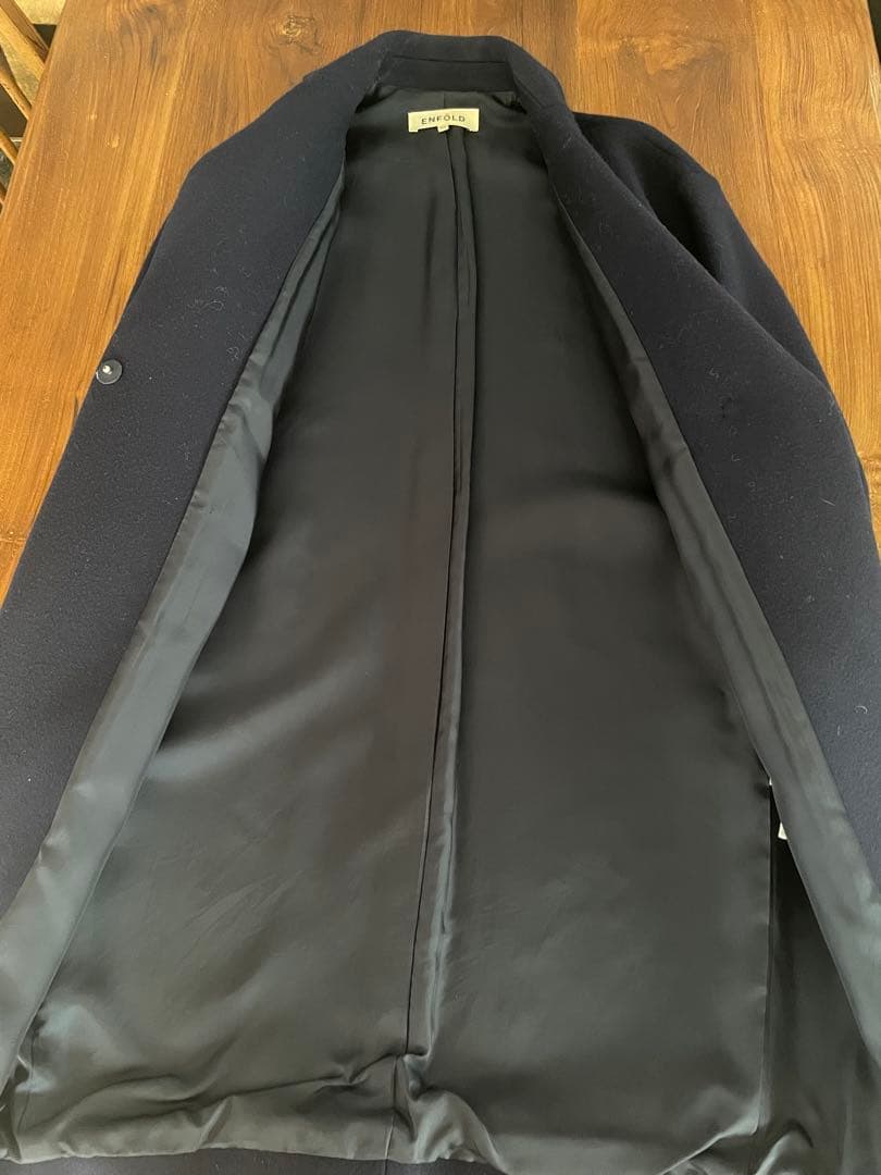 ENFOLD エンフォルド コクーン カシミア混 ネイビー タグ保管