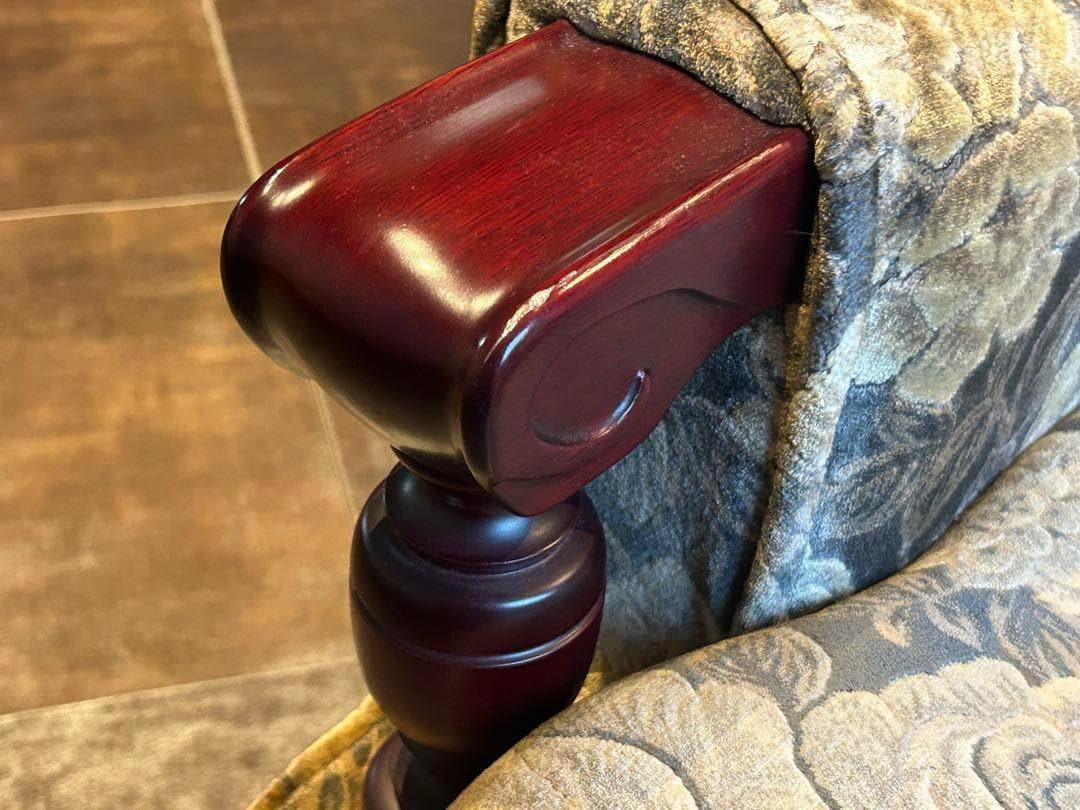 希少　金華山織　ベロア生地　ヴィンテージ　3Pソファ　アンティーク　レトロ　IZ