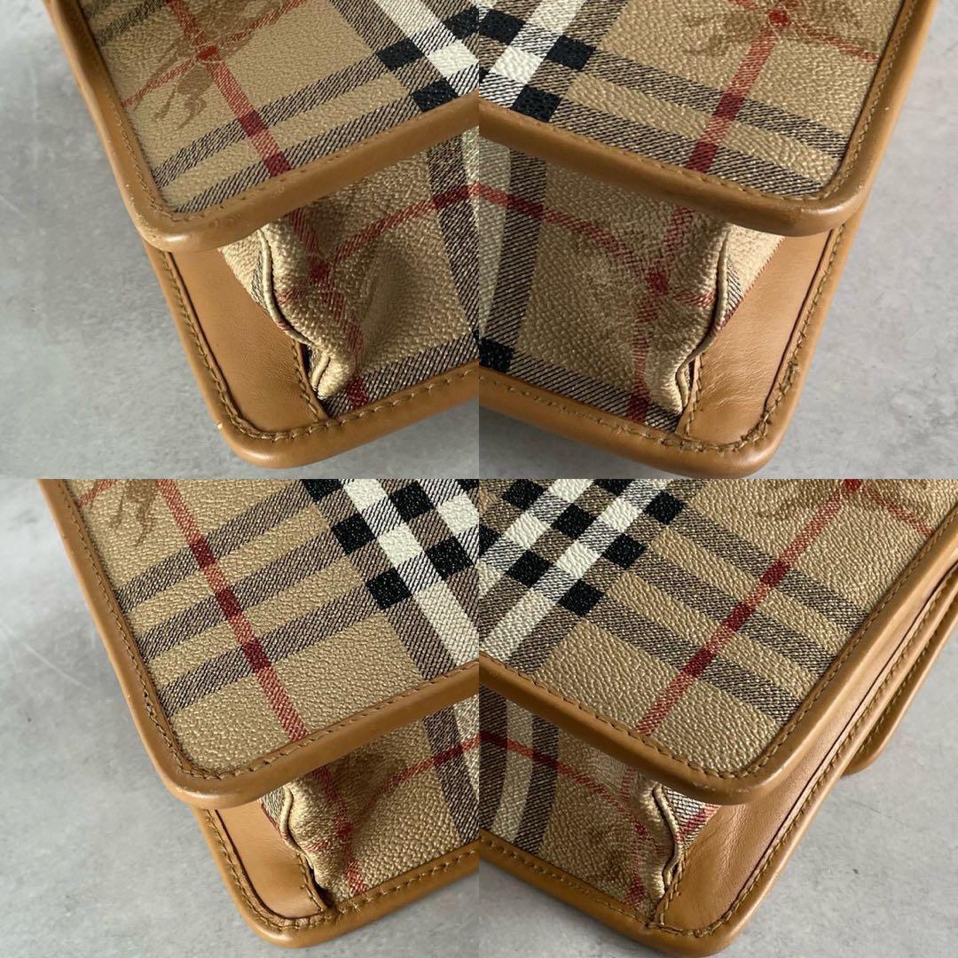 良品✨バーバリー ショルダーバッグ PVC×レザー ノバチェック シャドーホース