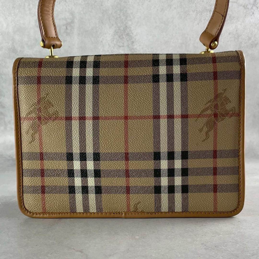 良品✨バーバリー ショルダーバッグ PVC×レザー ノバチェック シャドーホース