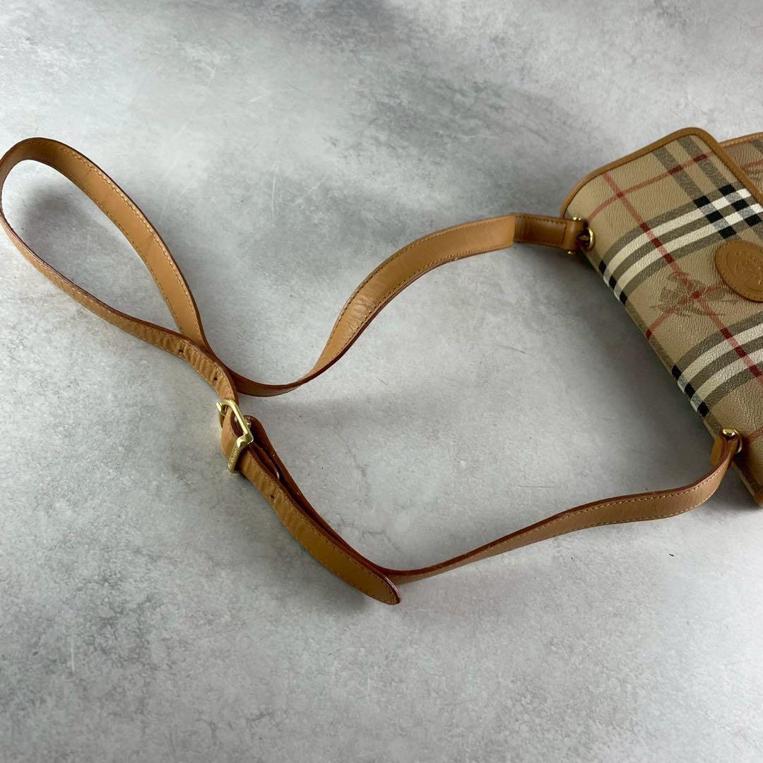 良品✨バーバリー ショルダーバッグ PVC×レザー ノバチェック シャドーホース