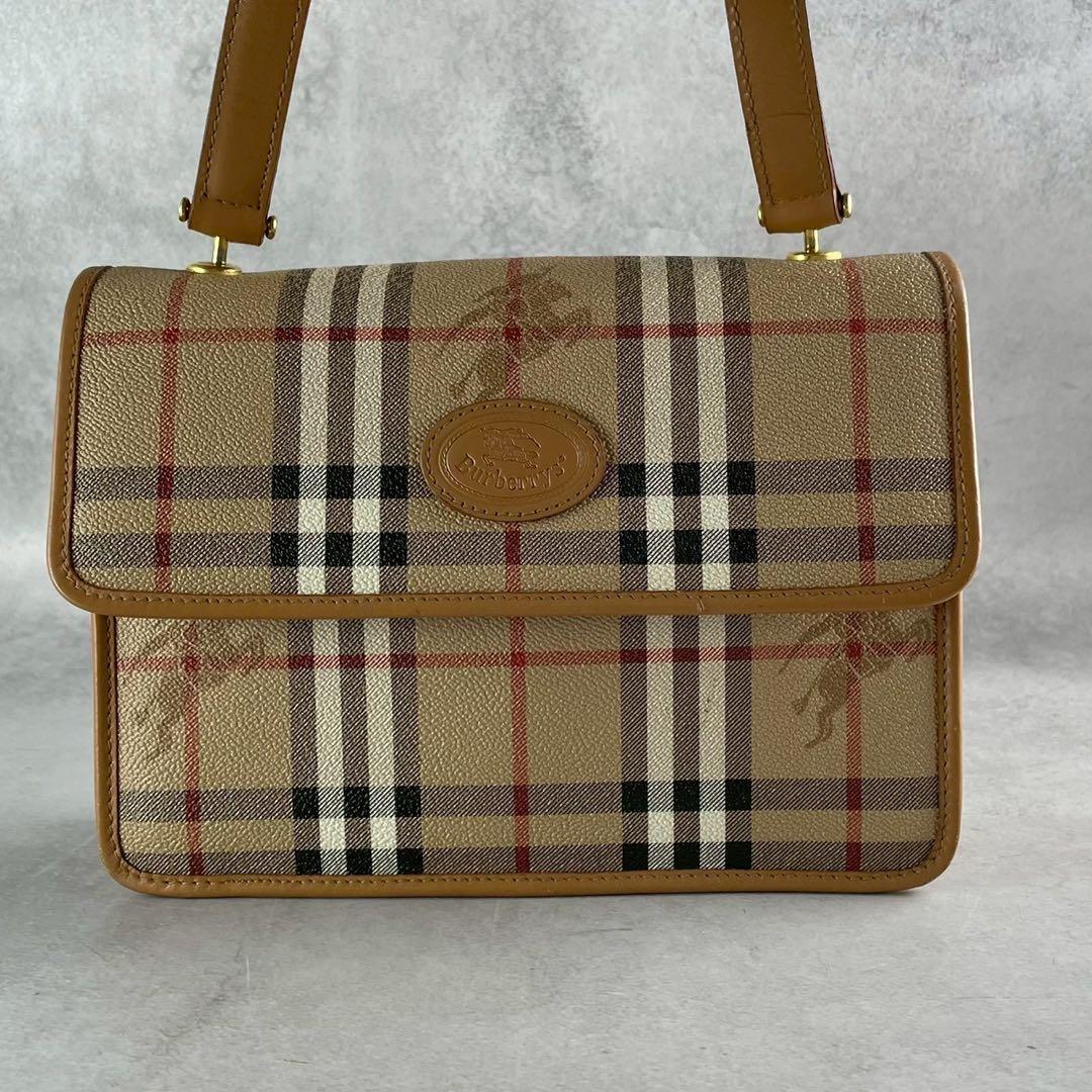 良品✨バーバリー ショルダーバッグ PVC×レザー ノバチェック シャドーホース