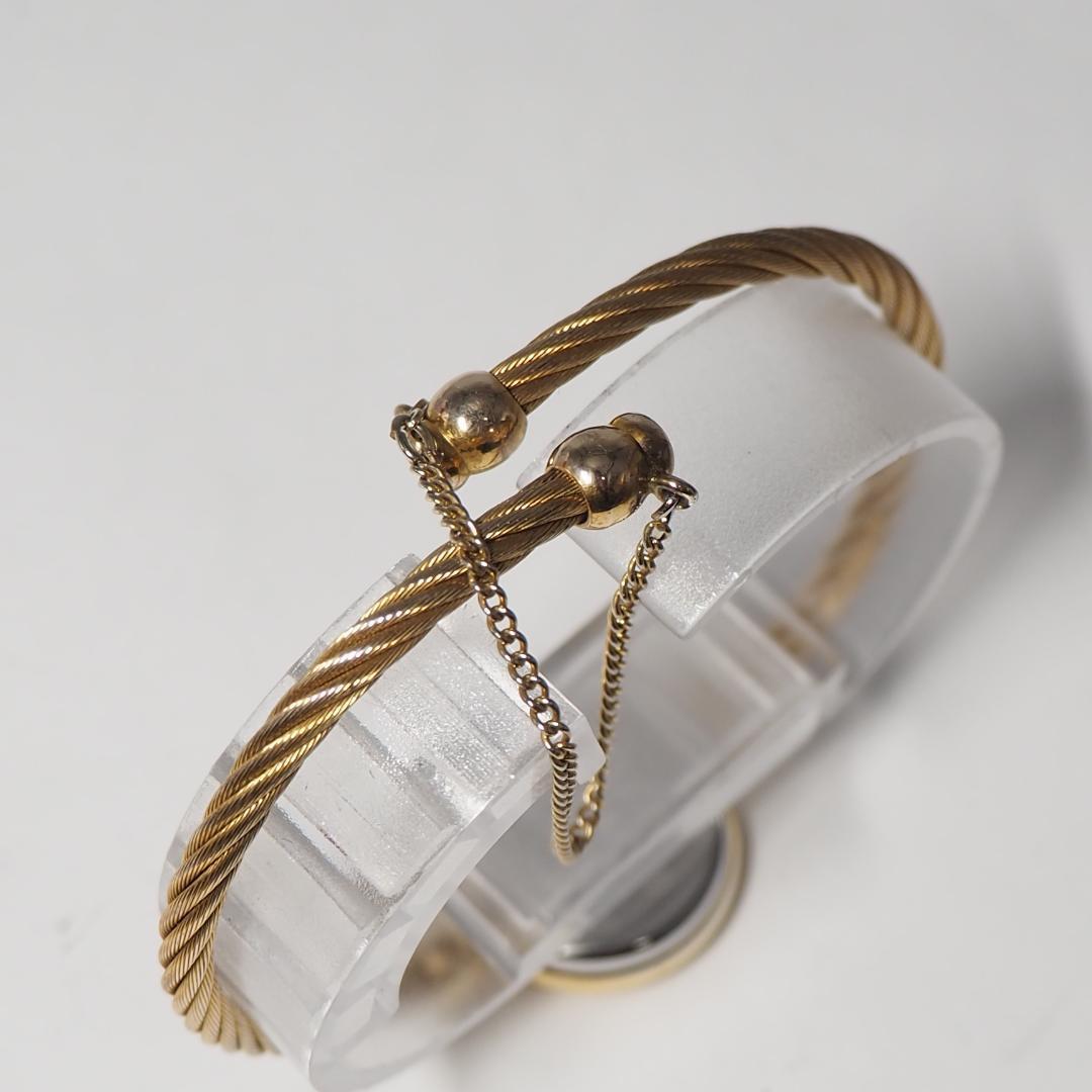 美品 グッチ GUCCI ワイヤー バングルウォッチ シェリー 腕時計 F745