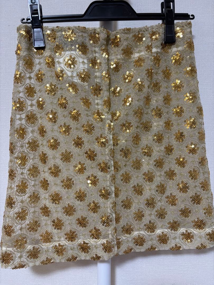 tricot COMME desGARCONS花柄レースミニスカート ゴールド