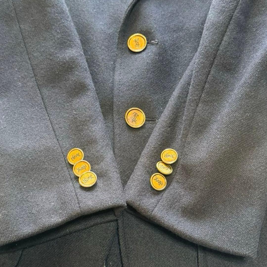 ★美品★ イヴ・サンローラン ジャケット ロゴ入り 金ボタン 紺ブレ テーラード