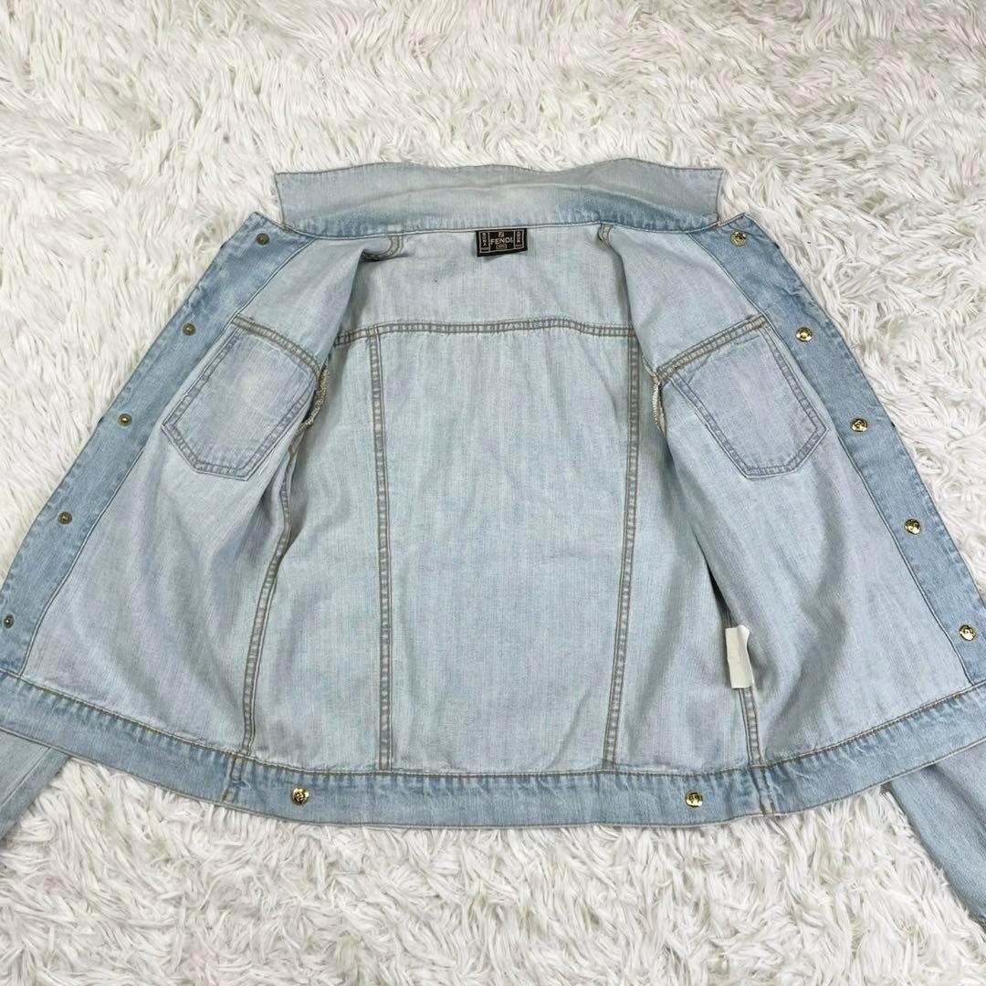 美品　フェンディ　デニムジャケット　金ボタン　レディース　インディゴブルー　40