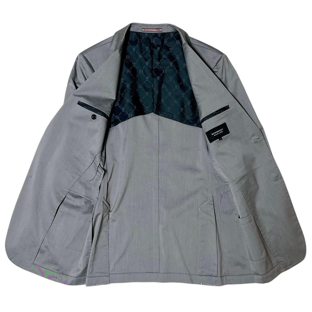 極美品 バーバリーブラックレーベル スーツセットアップ パンツタグ付 グレー M