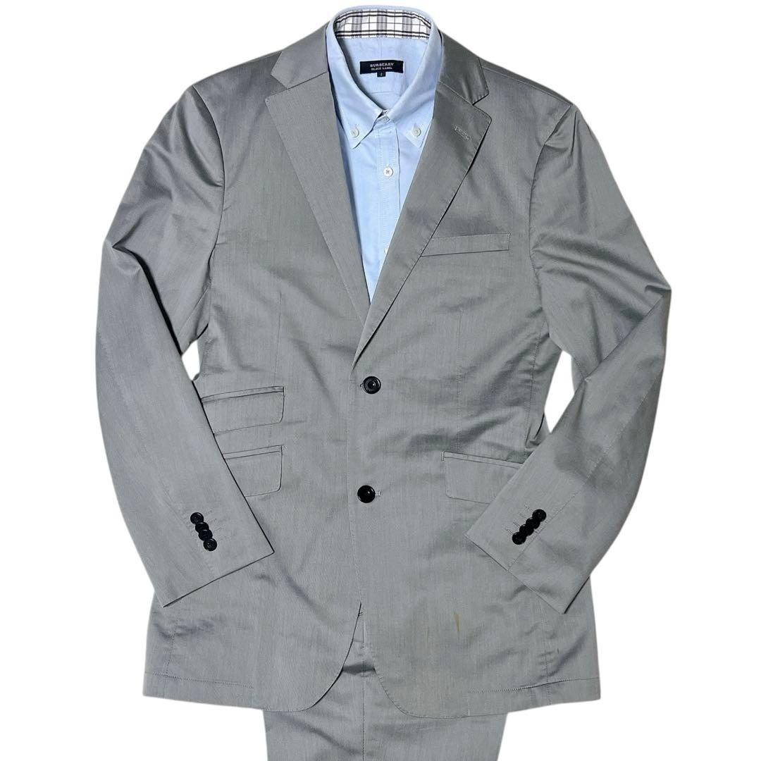 極美品 バーバリーブラックレーベル スーツセットアップ パンツタグ付 グレー M