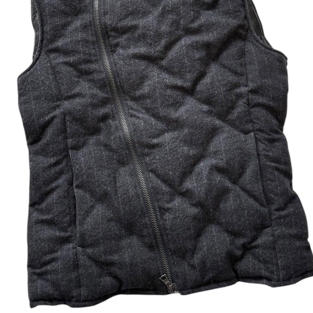 ISAMU KATAYAMA BACKLASH ダウンベスト ウールレザーコンビ