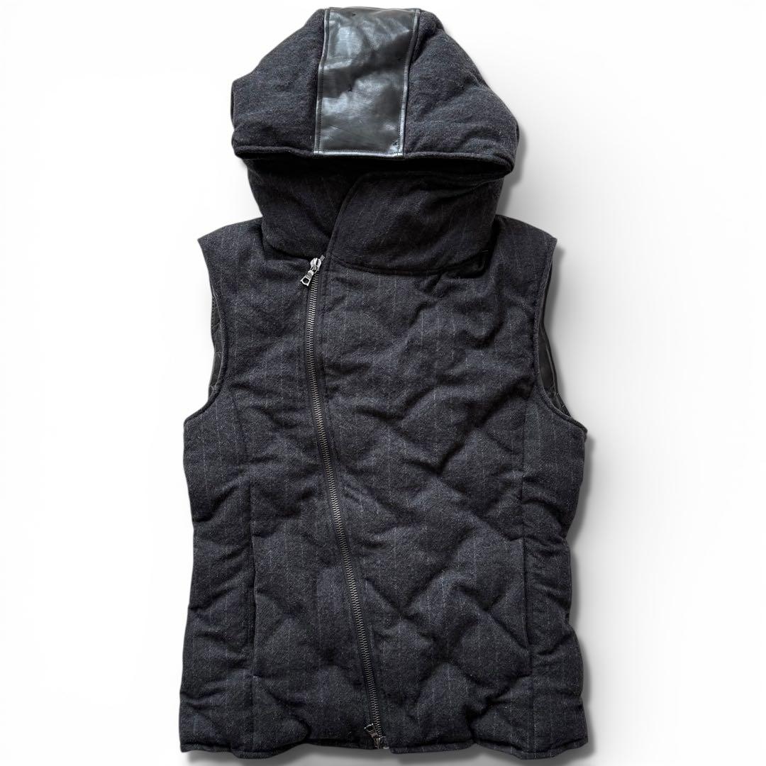 ISAMU KATAYAMA BACKLASH ダウンベスト ウールレザーコンビ