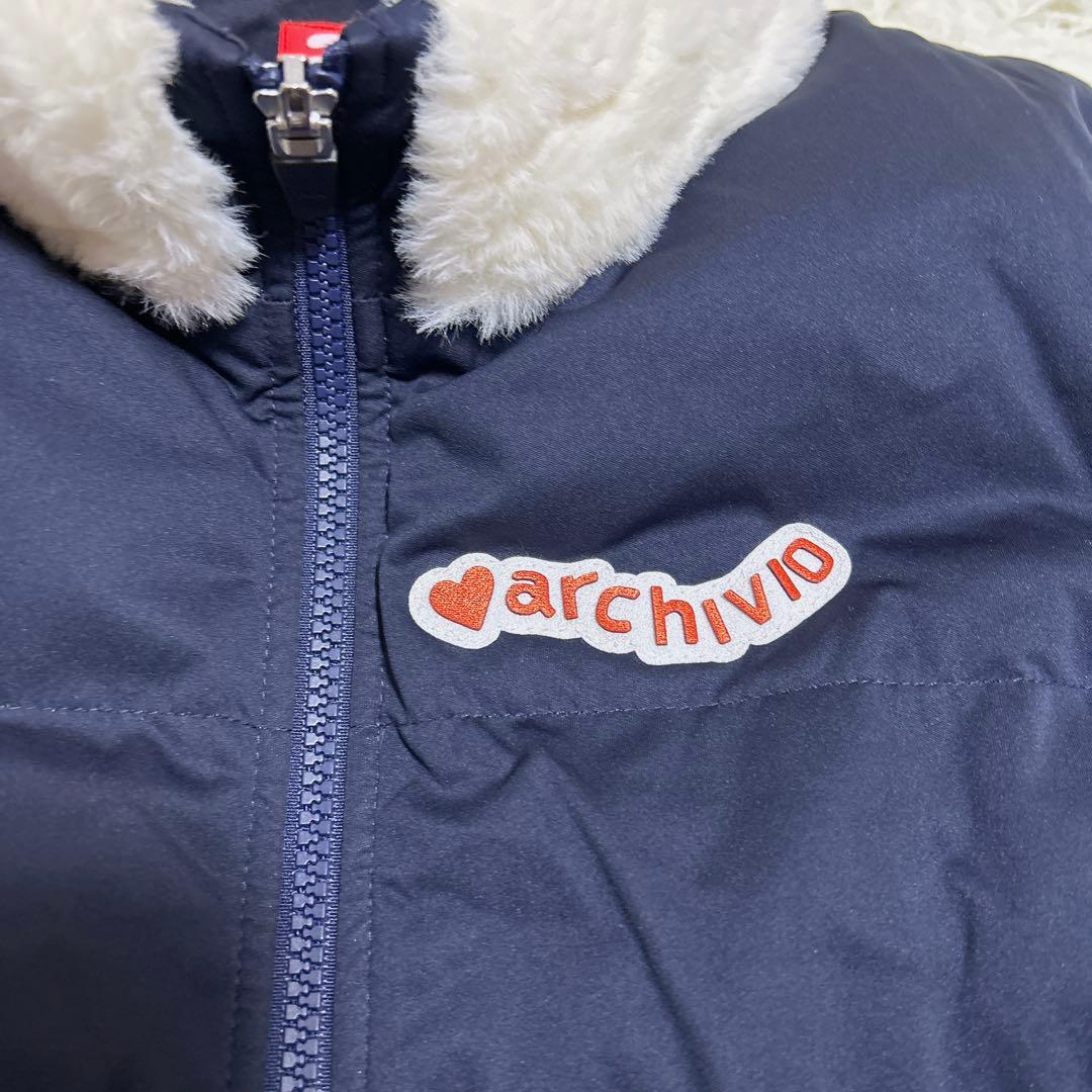 美品✨アルチビオ 中綿ダウン ワンピース ファー付き ウエストベルト 紺　38