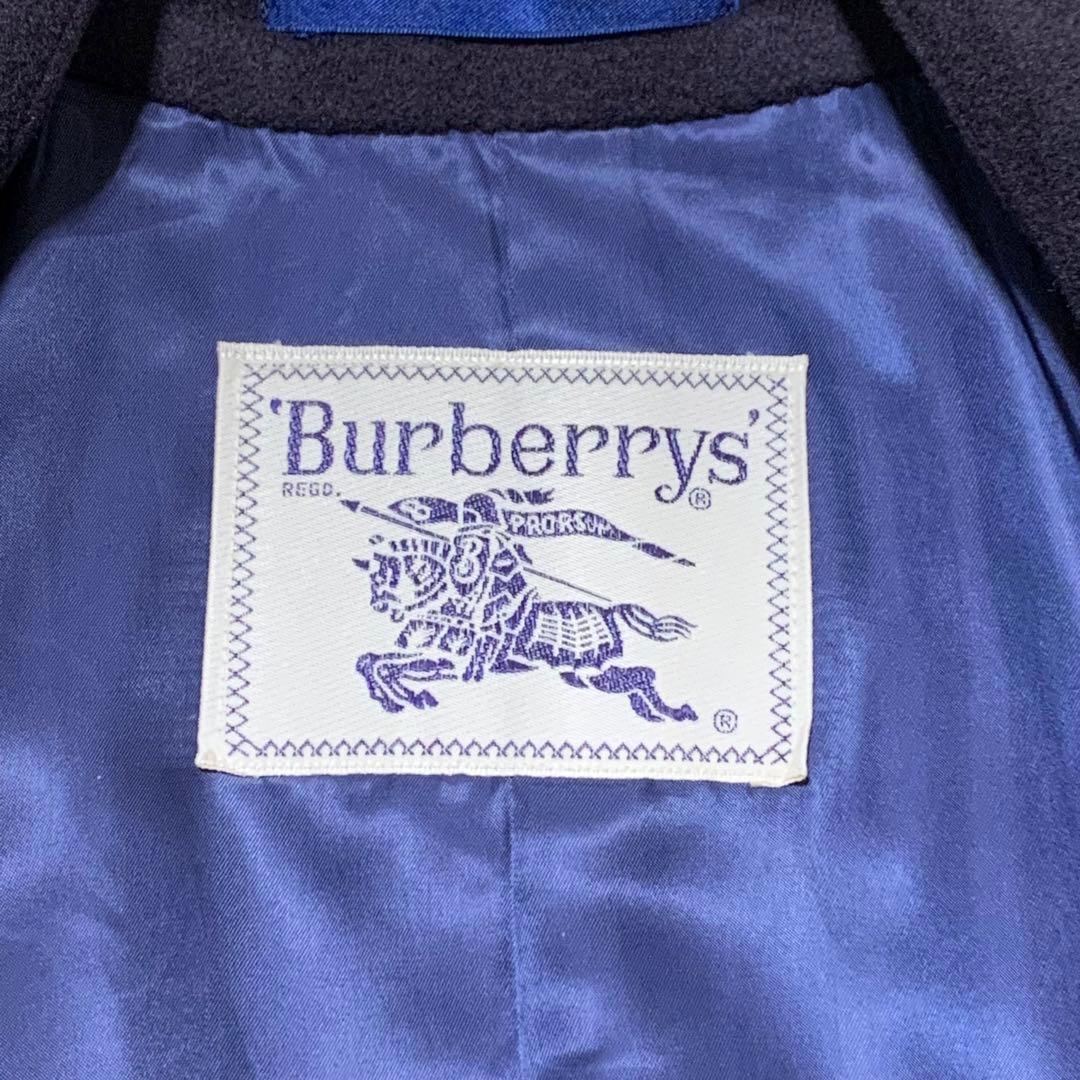 美品　バーバリーズ　金ボタン　カシミヤ混　ダブルチェスターコート　ネイビー