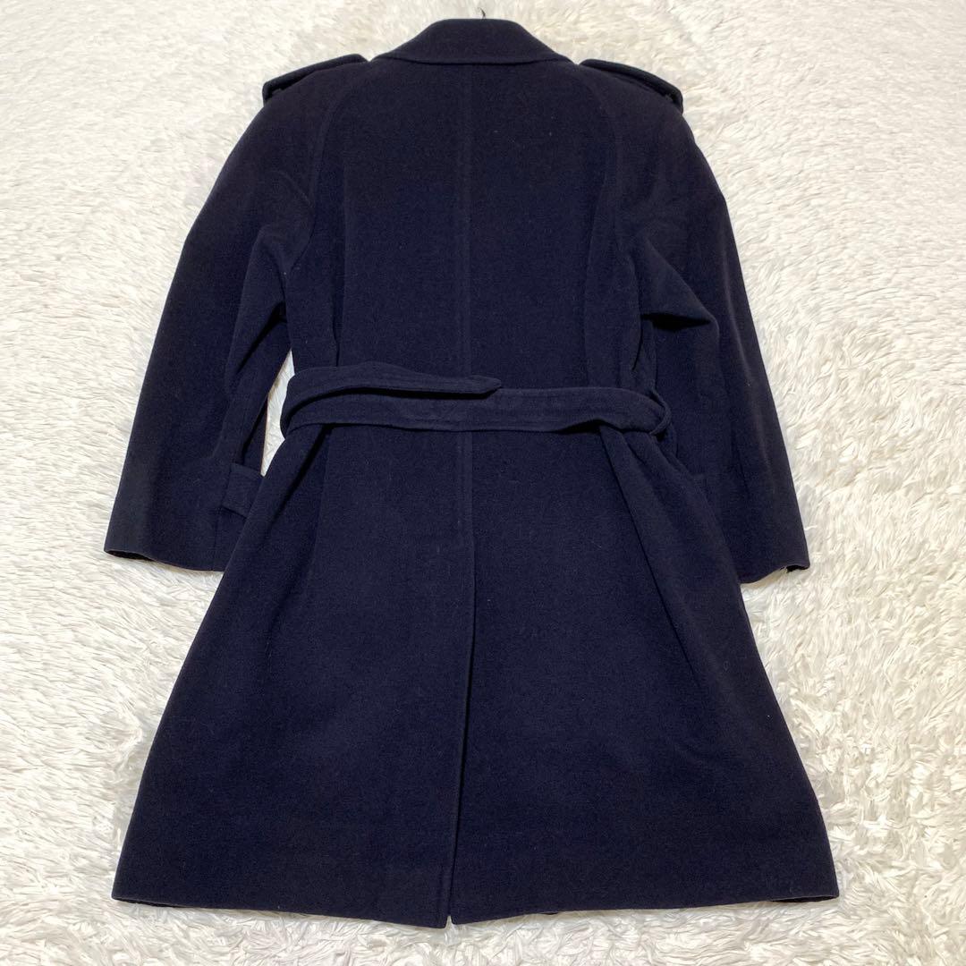 美品　バーバリーズ　金ボタン　カシミヤ混　ダブルチェスターコート　ネイビー