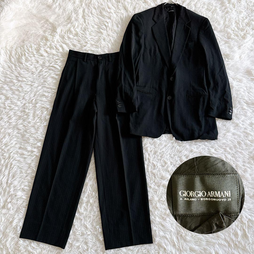 ジョルジオアルマーニ スーツ セットアップ ストライプ柄 ブラック 黒