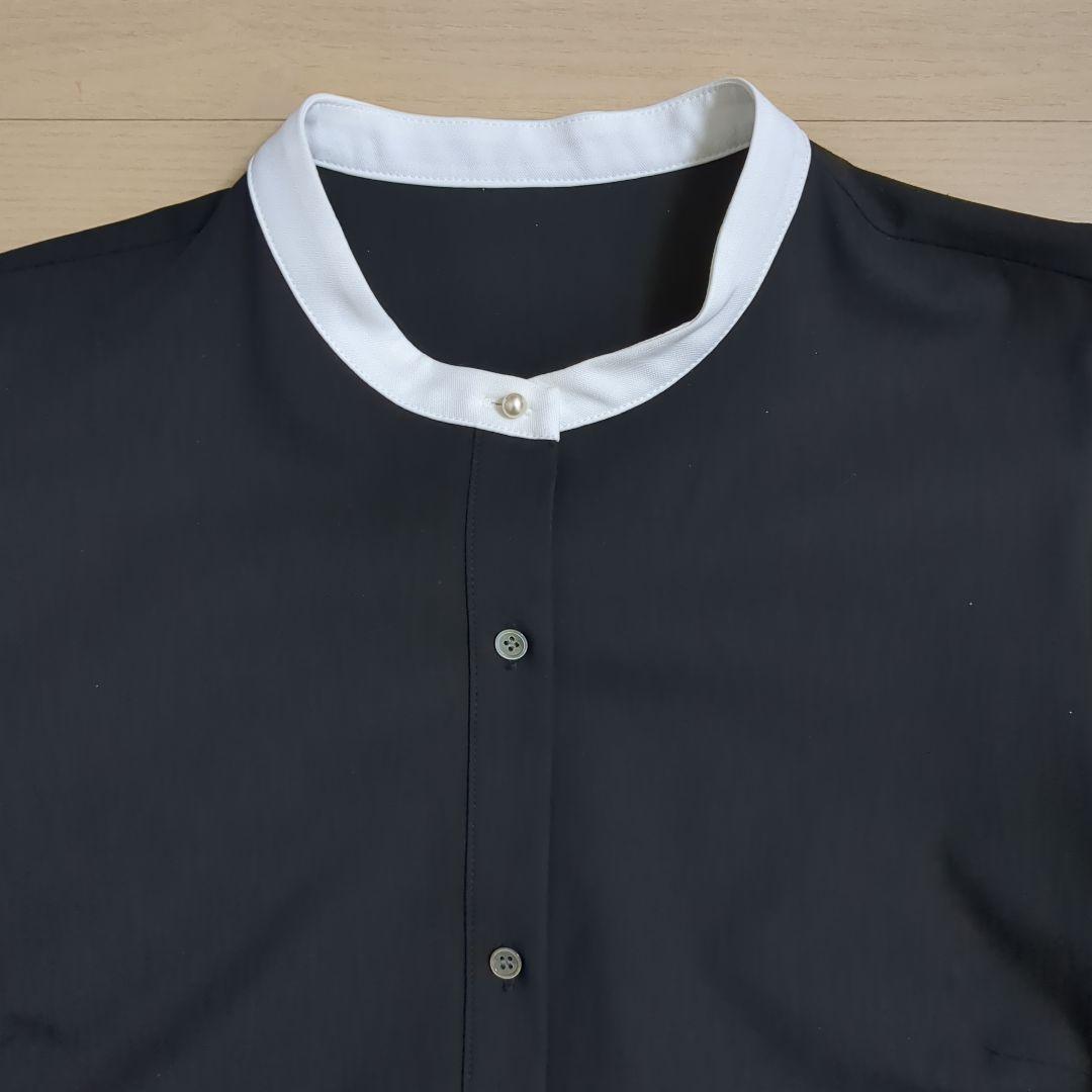 新品　組曲　ウーステッドライククロス シャツワンピース　黒　5サイズ XL