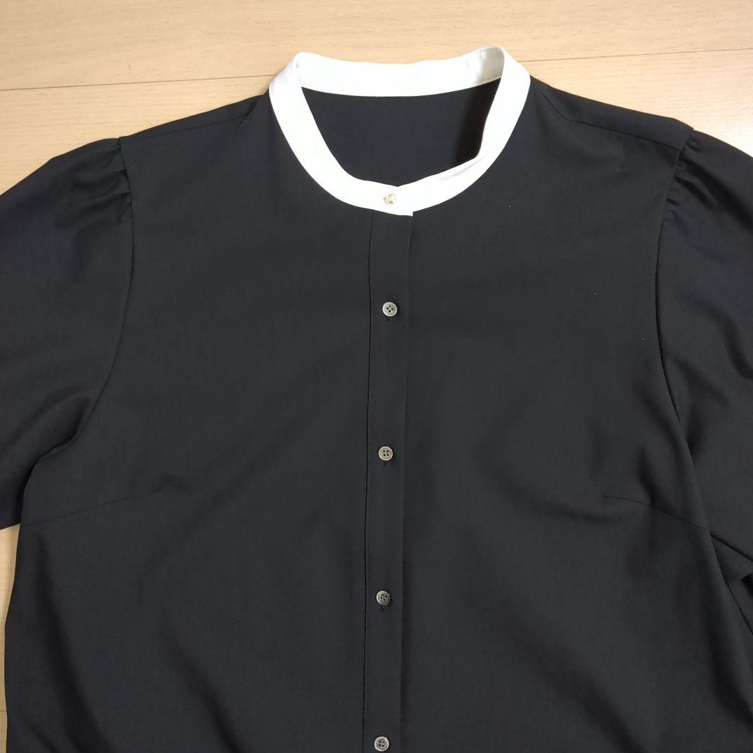 新品　組曲　ウーステッドライククロス シャツワンピース　黒　5サイズ XL