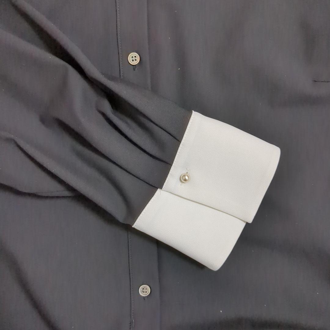 新品　組曲　ウーステッドライククロス シャツワンピース　黒　5サイズ XL