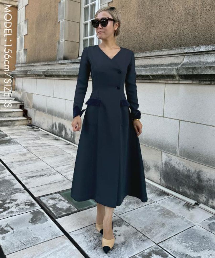 ネイビー Aライン ワンピース