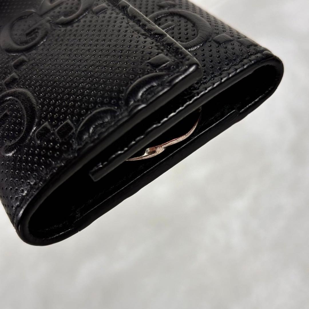 美品✨箱付き GUCCI グッチ 6連 キーケース シマ GG型押し ブラック