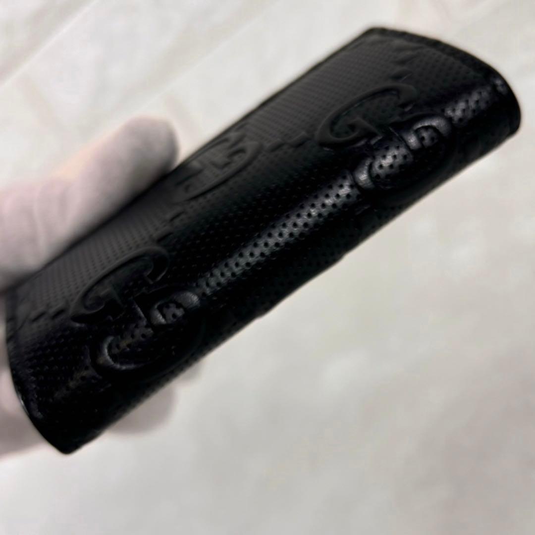 美品✨箱付き GUCCI グッチ 6連 キーケース シマ GG型押し ブラック