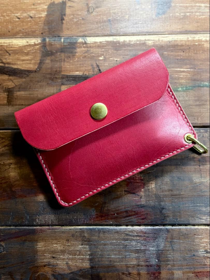 PT-01 国産ヌメ革 丘染め レッド 真鍮