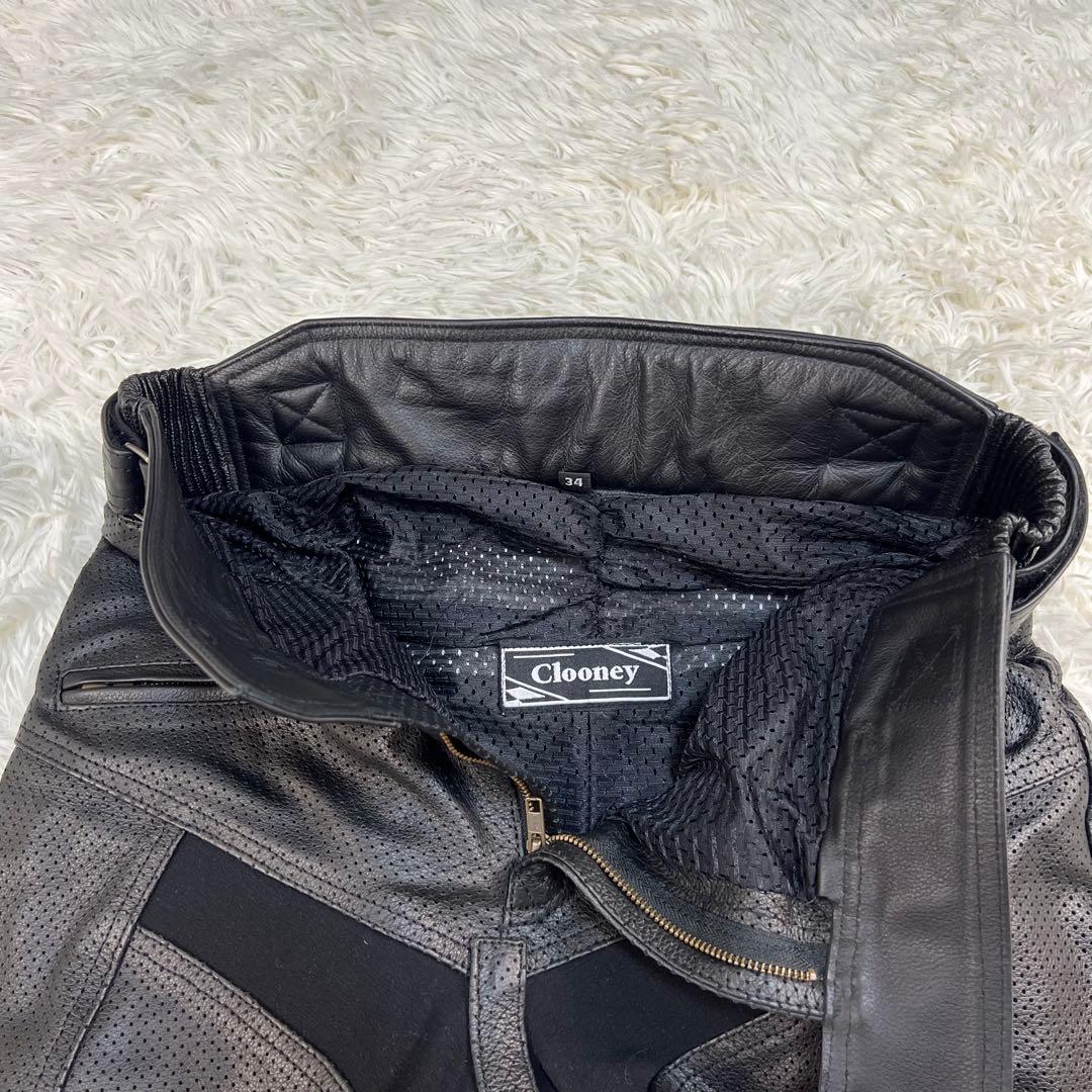 極美品 Clooney バイク系 バイカー ライダースパンツ 黒 ブラック 34