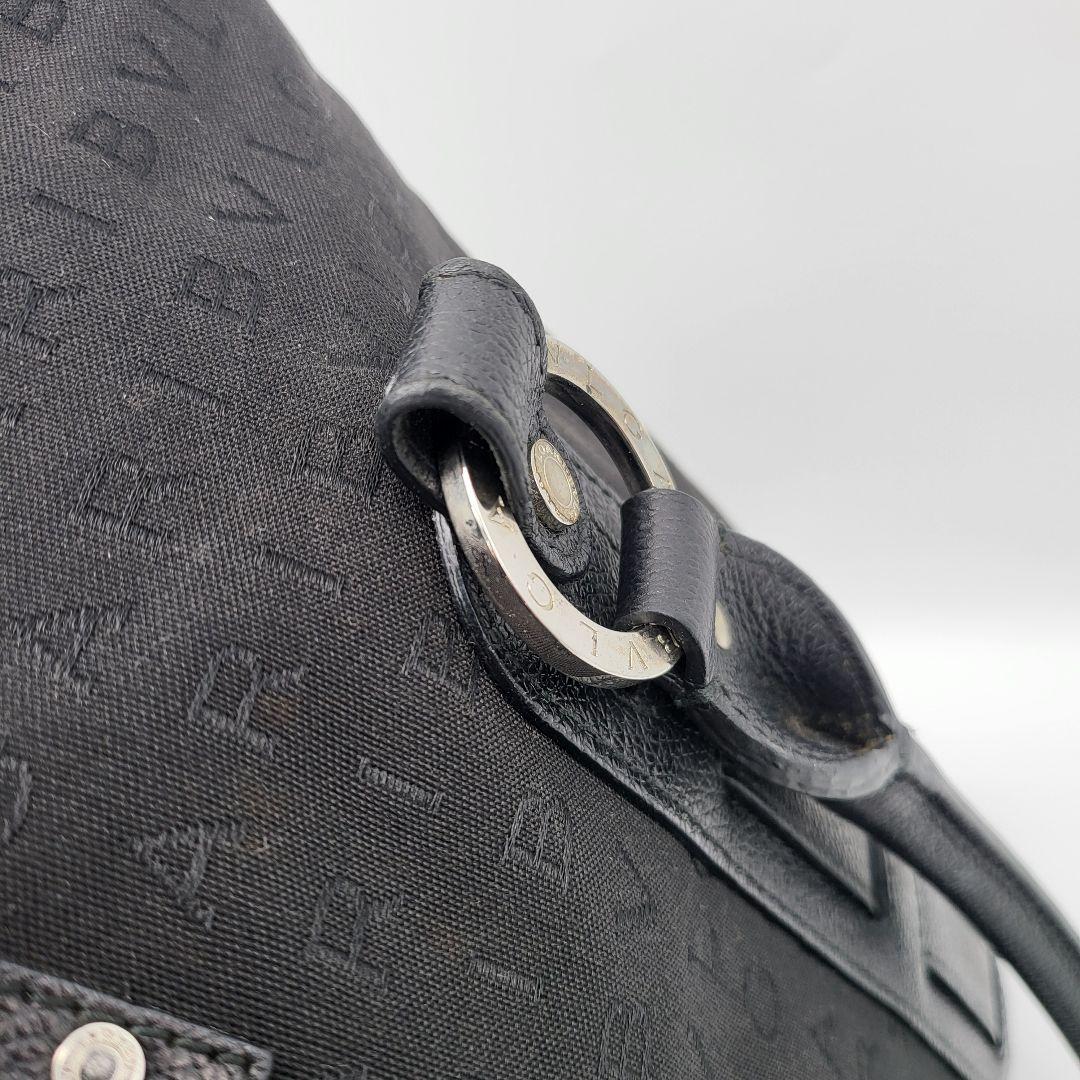 ブルガリ ロゴマニア トートバッグ ハンドバッグ ブラック キャンバス レザー