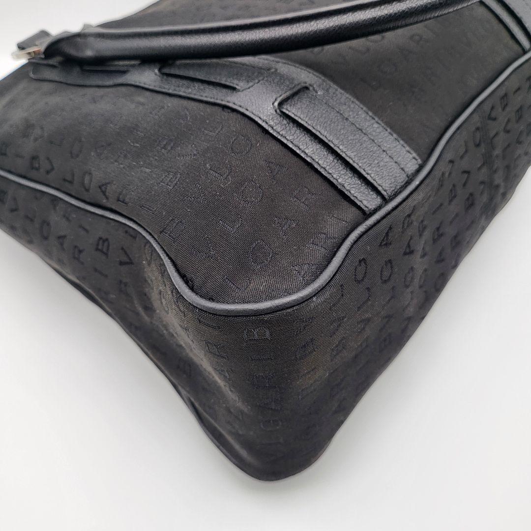 ブルガリ ロゴマニア トートバッグ ハンドバッグ ブラック キャンバス レザー