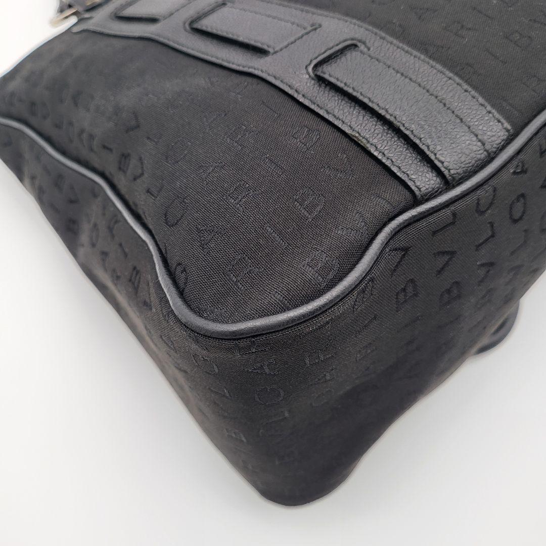 ブルガリ ロゴマニア トートバッグ ハンドバッグ ブラック キャンバス レザー