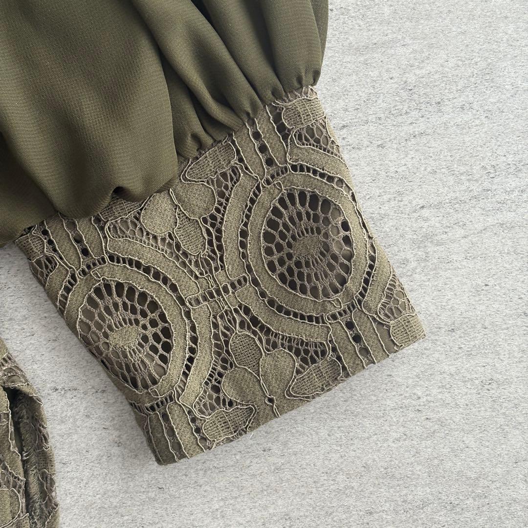 kana レースセットアップ オールインワン Mサイズ 上品カーキ