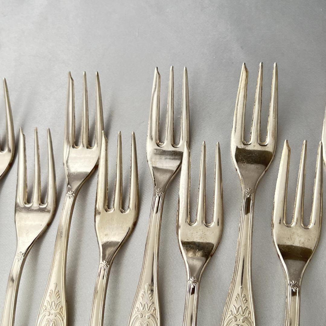 【英国】 キングスパターン ケーキフォーク 12本 【シルバープレート】