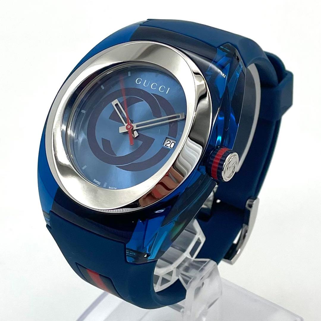 GUCCI SYNC シンク ラバーベルト ユニセックス ウォッチ ブルー 青