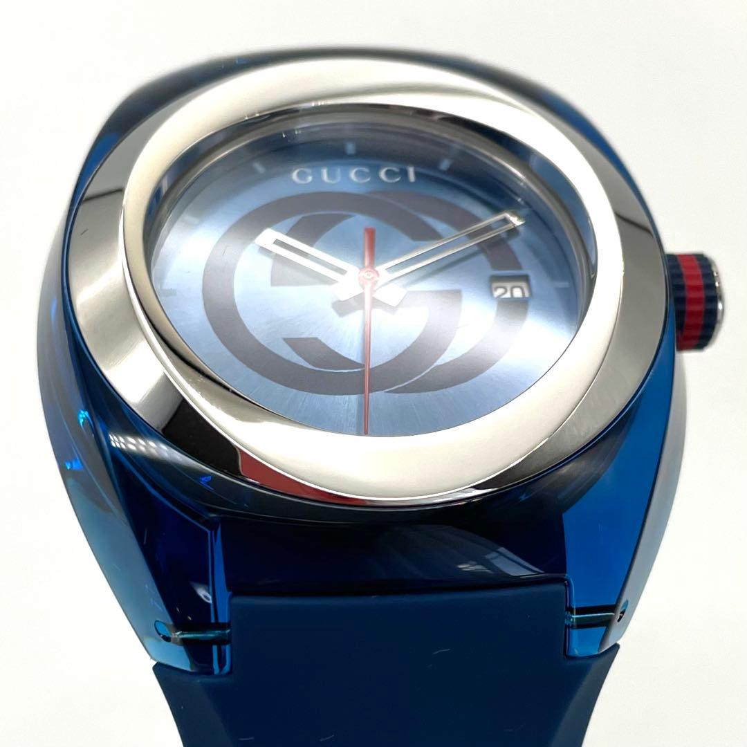 GUCCI SYNC シンク ラバーベルト ユニセックス ウォッチ ブルー 青