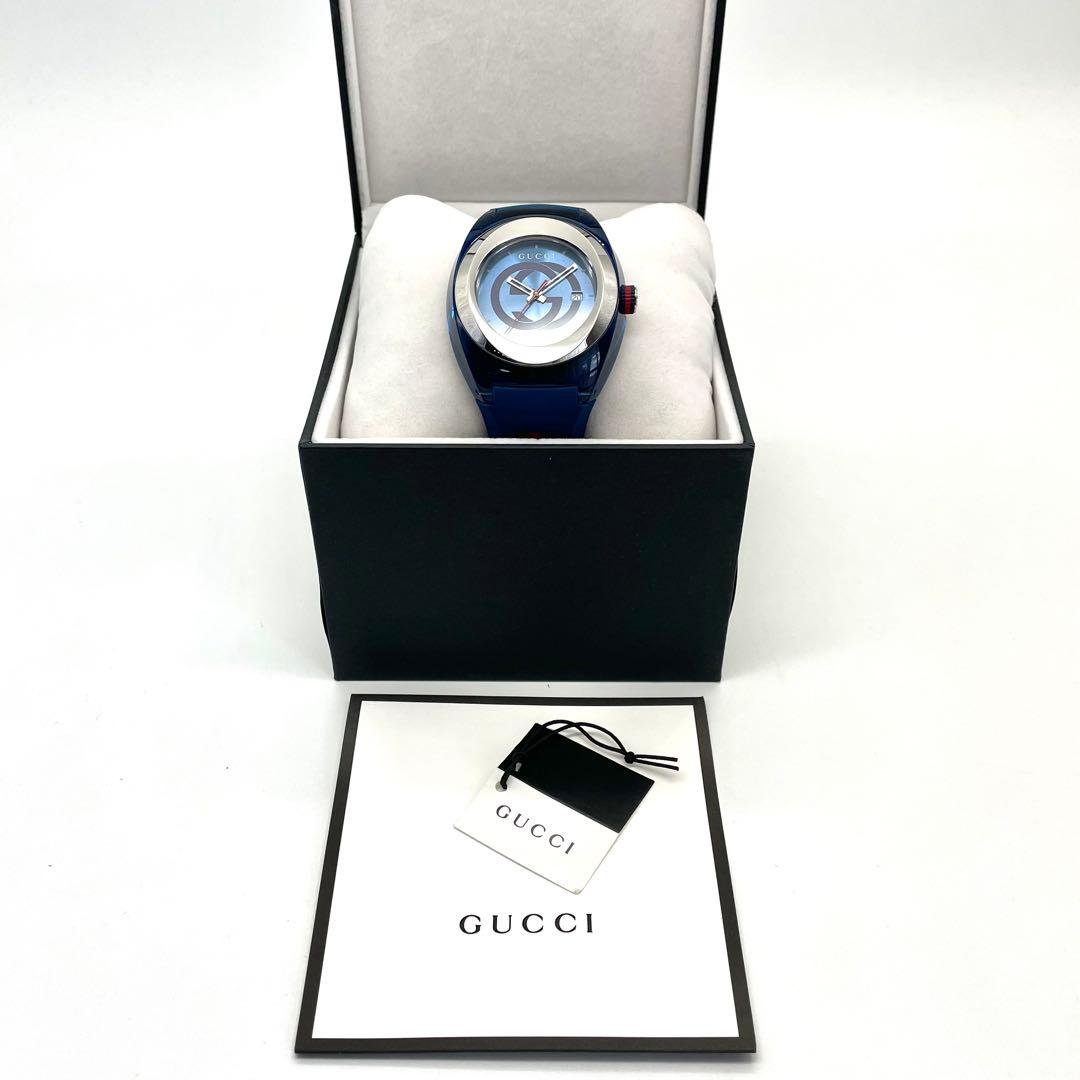 GUCCI SYNC シンク ラバーベルト ユニセックス ウォッチ ブルー 青