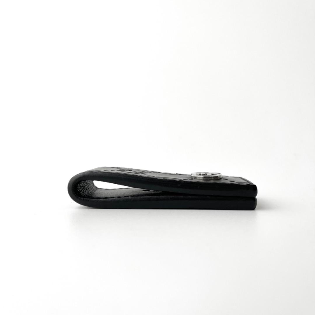 美品 グッチ ドリアン GG シグネチャー マネークリップ レザー ブラック