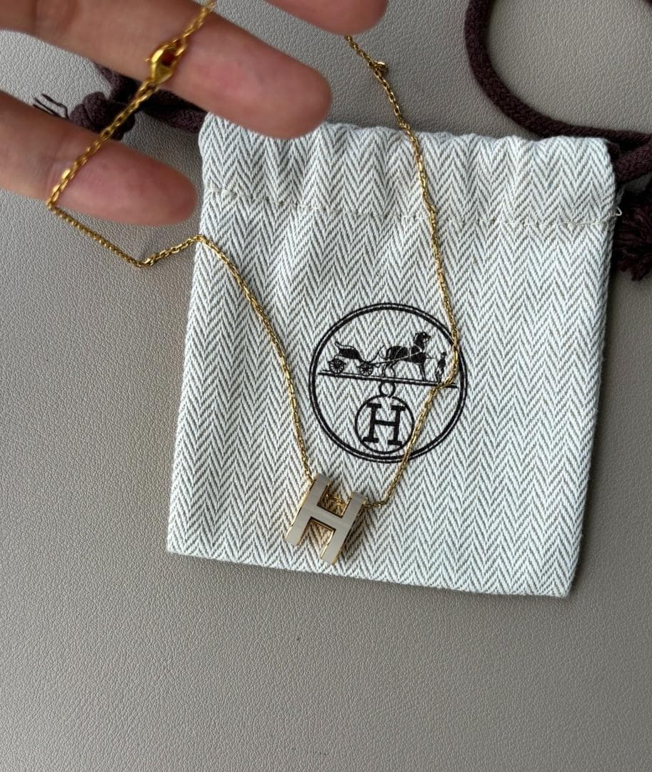 美品 HERMES H型ペンダントネックレス