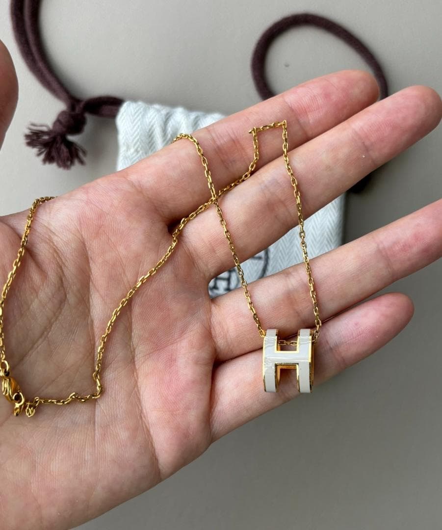 美品 HERMES H型ペンダントネックレス