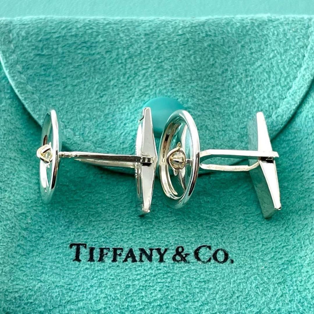 箱袋付き ティファニー ボタンカフス スターリングシルバー 14KT Q47fe