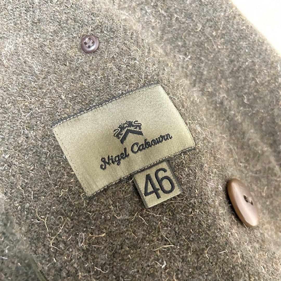 美品　ナイジェルケーボン　ウールピーコート　カーキ　Pコート　メタルボタン