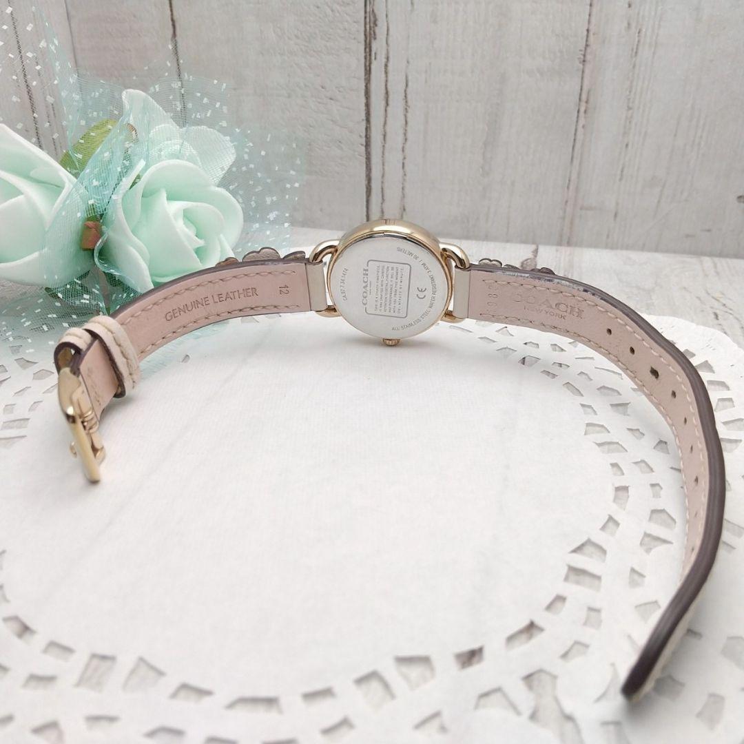 稼働品 箱付き 美品 コーチ 腕時計 レディース フラワーデザイン 馬車ロゴ