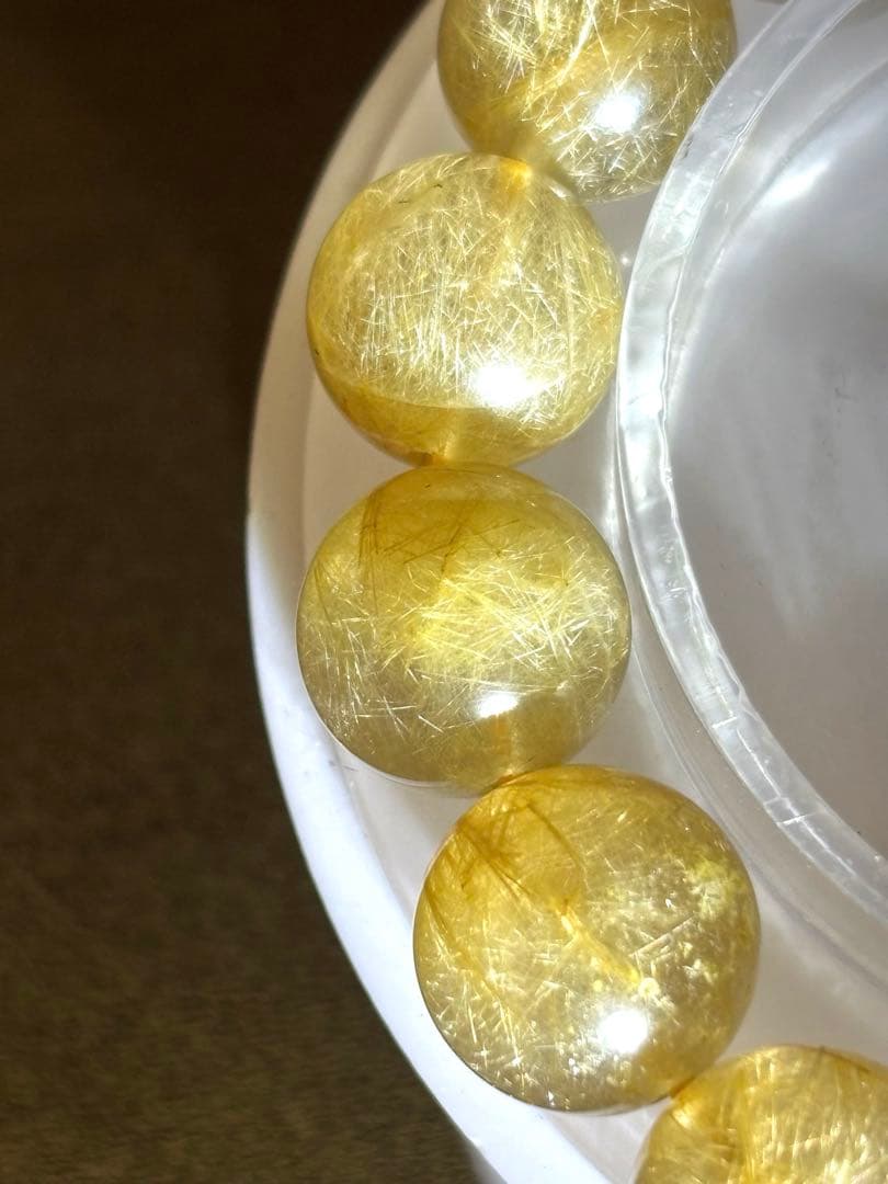 【新入荷】ゴールドルチルクォーツブレス11.8〜12.8㎜（新品未使用）ミチミチ