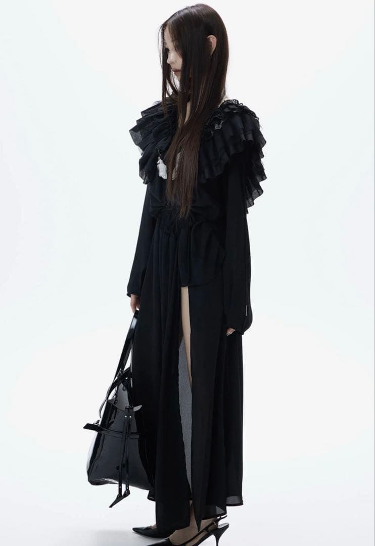 ワンピース theredthread S ruffle chiffon long dress