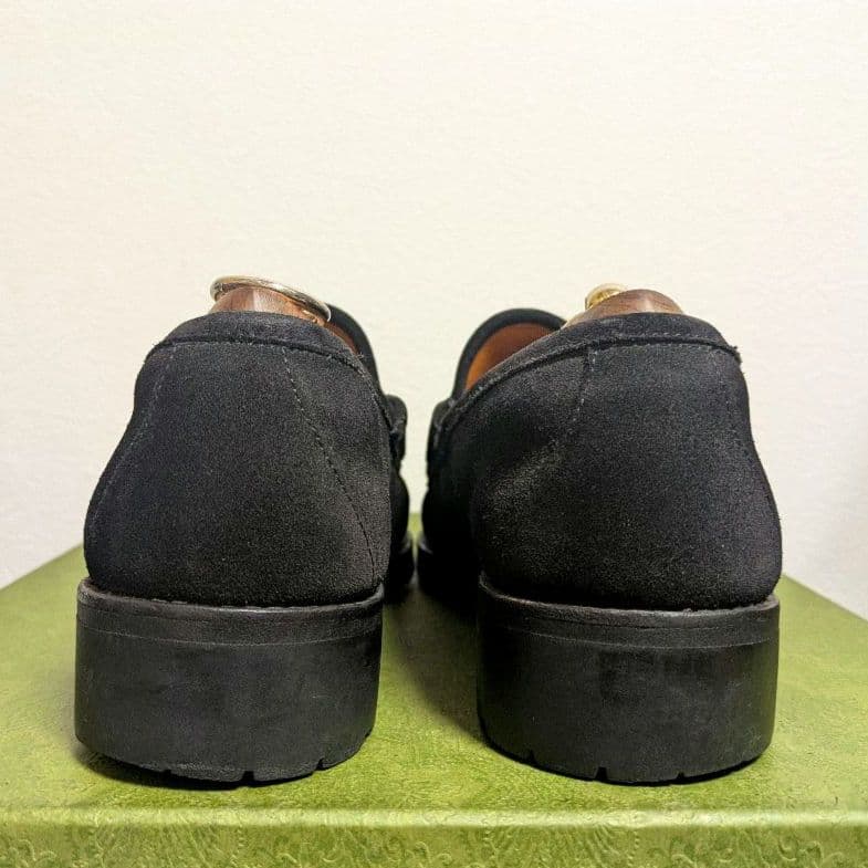 マカン　GUCCI　ホースビットローファー　スエード　黒　41 1/2