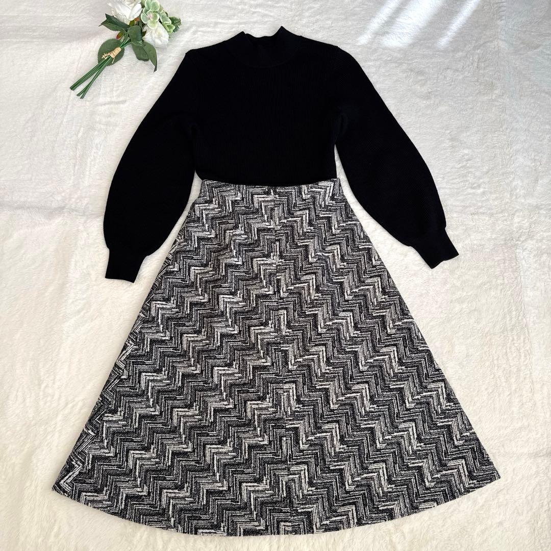 未使用品ANAYIアナイ　ヘリンボンジャガードドッキングワンピース　23AW