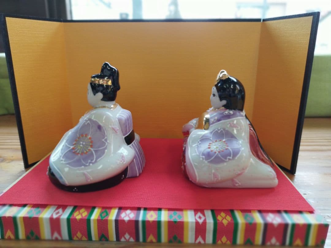 【再値下げ】新品　九谷焼　３号雛人形　花むらさき　ひな祭り