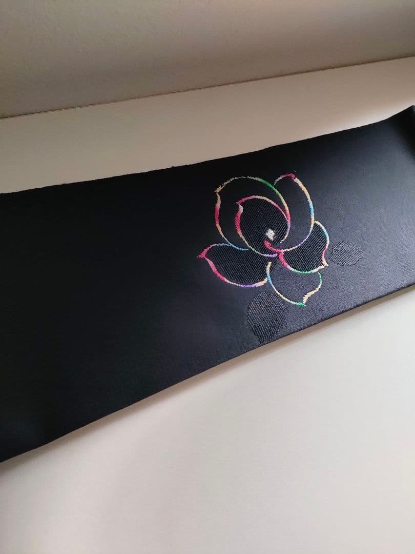 名古屋帯　黒　黒地　ブラック　花