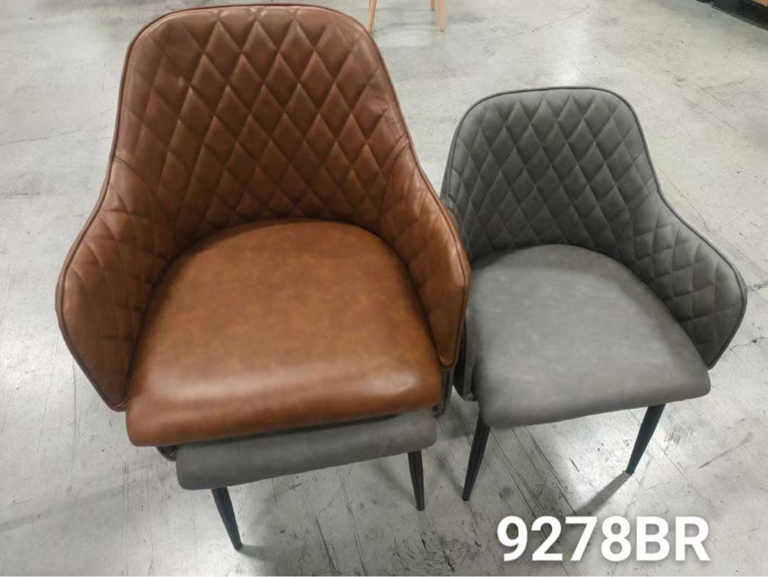 高級感レザーファブリックダイニングチェアグレー2脚セットスチール脚北欧風おしゃれ